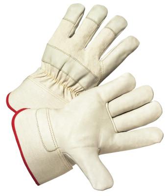 West Chester Leather Palm Gloves, Medium, Grain Cowhide, Canvas, White, 5000/M