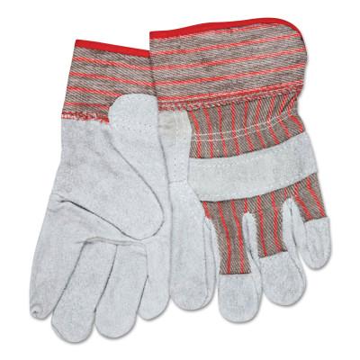 MCR Safety Industrial Standard Shoulder Split Glove, Small, Leather, Red and Gray Fabric, 1201S