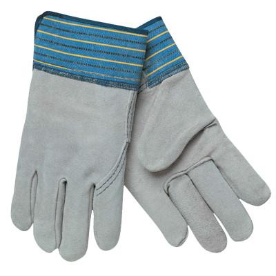 MCR Safety Select Split Cow Gloves, X-Large, Gray/Blue with Blue/Yellow/Black Stripes, 1417XL