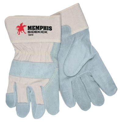 MCR Safety Sidekick Double Select Side Leather Gloves, Medium, Gray/White, 16010M