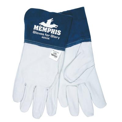 MCR Safety Gloves for Glory, Large, Grain Goatskin/Cowhide, White/Blue, 4850KL