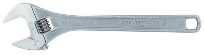 Channellock?? Adjustable Wrench, 15 in Long, 1.69 in Opening, Chrome, 815
