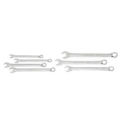 Apex Tool Group Long Pattern Combination Metric Wrench Sets, 12 Points, SAE, Chrome, 7 Pc., 81933