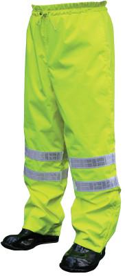 MCR Safety Pro Grade Rain Pants, Polyester/Polyurethane, Hi-Viz Lime, X-Large, 598RPWXL
