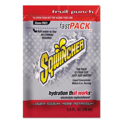 Sqwincher Fast Pack® Drink Mix, Fruit Punch, 0.6 fl oz, Pack, Yields 6 oz, 159015305