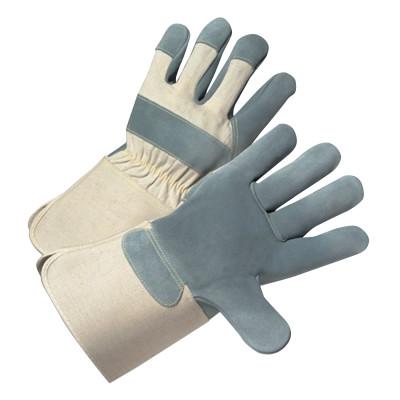 West Chester Premium Split Cowhide Leather Palm Gloves, Large, Nat. White/Gray, 800-AAA/L