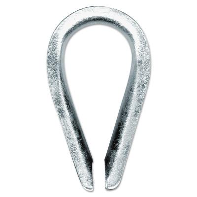 Peerless® Industrial Group Malleable Wire Rope Thimbles, 1/4 in, Bright Zinc, 4514240