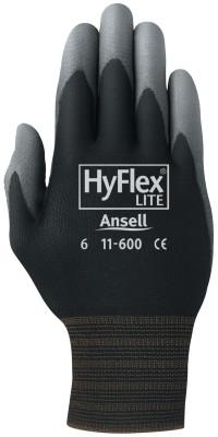 Ansell HyFlex Lite Gloves, 9, Black/Gray, 103362