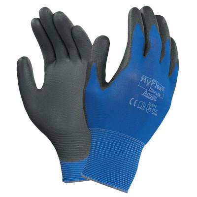 Ansell Hyflex Gloves, 10, Black/Blue, 112077