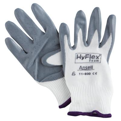 Ansell HyFlex Foam Gloves, 6, Gray/White, 103330