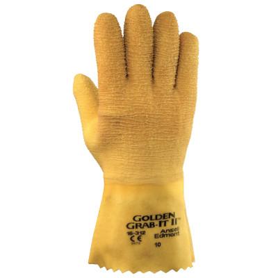 Ansell Golden Grab-It Gloves, 10, Gray/Yellow, Fully Coated, 103703