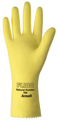 Ansell Unsupported Latex Gloves, 9, Natural Latex, Flock Lined, Yellow, 103092