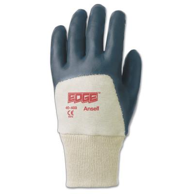 Ansell Edge Nitrile Gloves, Knit Wrist Cuff, Interlock Knit Lined, Size 9, Black, 103719