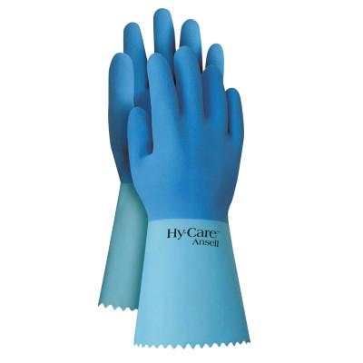 Ansell Hy-Care® Gloves, 10, Natural Latex, Blue, 104636