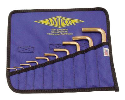 Ampco Safety Tools 10 Piece Allen Key Sets, 10 per pouch, Hex Tip, Inch, M-42