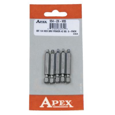 Apex Tool Group Square Recess Bits, Hex Drive Type, 1 15/16 in, 954-2X-V05