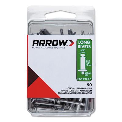 Arrow Fastener Aluminum Rivets, 1.29 x 3/16, Large Flange, Long, RLFA3/16IP