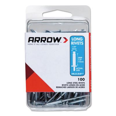 Arrow Fastener Steel Rivets, 1.29 x 1/8, Long, RLS1/8IP