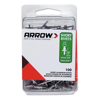 Arrow Fastener Aluminum Rivets, 1/8 x 1/8, Short, RSA1/8IP