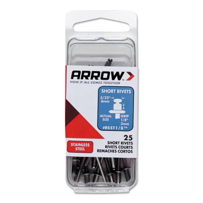 Arrow Fastener Steel Rivets, 1/8 x 1/8, Short, RSS1/8