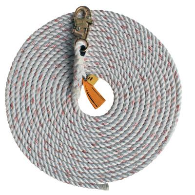 3M™ Rope Lifeline with Snap Hooks, 310 lb Cap, 50 ft, Polyester/Polypropylene Blend, 1202794