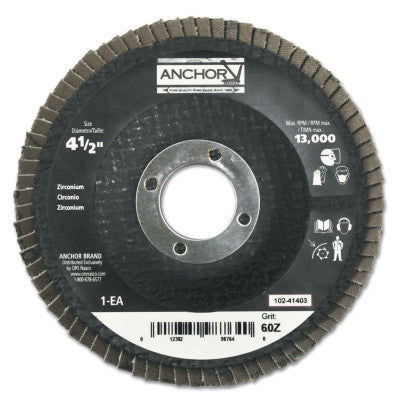 ORS Nasco Abrasive High Density Flap Discs, 4 1/2 in, 60 Grit, 13,000 rpm, Flat, 41403