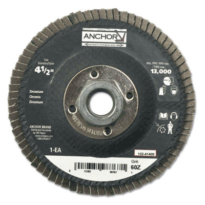 ORS Nasco Abrasive Flap Discs, 4 1/2 in, 60 Grit, 5/8 in - 11 Arbor, 13,000 rpm, Flat, 41409
