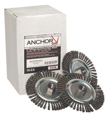 ORS Nasco Stringer Bead Wheel Brush, 6 in D x 6 in W, 0.02 in Carbon Steel Wire, 6S58