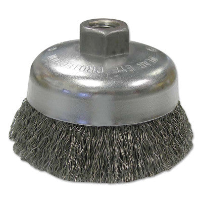 ORS Nasco Crimped Wire Cup Brushes, 4 in Dia., 0.02 in Carbon Steel Wire, BW-340