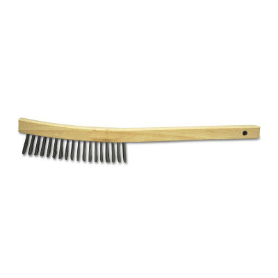 ORS Nasco Hand Scratch Brush, 4 x 18 Rows, 0.012 in Stainless Steel Fill, Curved Handle, BW-9104