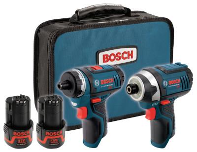 Bosch Tool Corporation 12V Max Cordless Combo Kit, (2) Bare Tools, (2) Batteries, (2) Power Driver Bits, (1) Charger, (1) Carrying Bag, CLPK27-120
