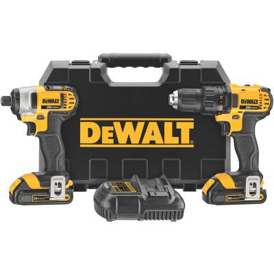 DeWalt® 20V MAX* Cordless Combo Kit, DCD780 1/2 Drill/Driver; DCF885 1/4 Imp Driver, DCK280C2