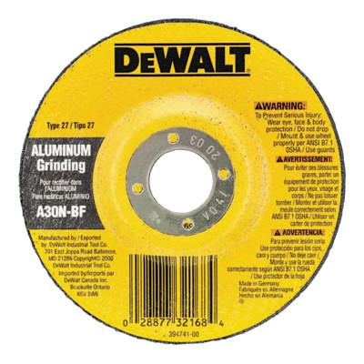 DeWalt® HP T27 Aluminum Grinding Wheel, 4-1/2 in dia, 7/8 in Arbor, 13,300 RPM, DW8404