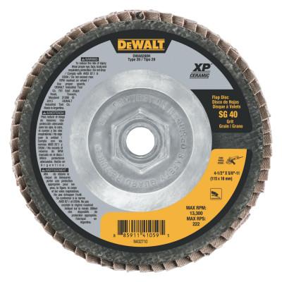 DeWalt® XP™ Ceramic Flap Discs, Type 29, 4 1/2 in, 40 Grit, 5/8 in  - 11 Arbor, DWA8280H