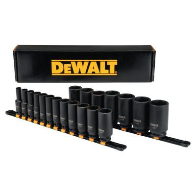 DeWalt® 19 Piece Deep Impact Socket Sets, 1/2 in Drive, 6 Point, Inch, DWMT19239