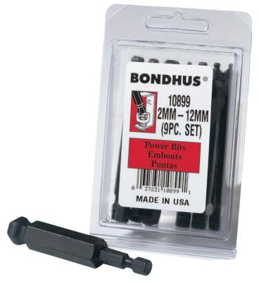 Bondhus® BHX9MM 9PC. 3" METRIC BALLDRIVER POWER BIT S, 10899