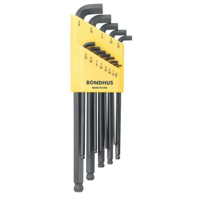 Bondhus?? Balldriver Stubby L-Wrench Key Sets, 13 per set, Hex Ball Tip, Inch, 16537