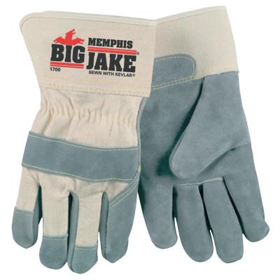 MCR Safety Big Jake Gloves, XX-Large, Gray/White, 1700XXL