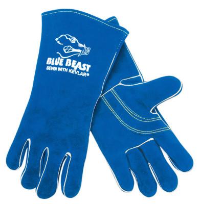 MCR Safety Premium Quality Welder's Gloves, Select Side Leather, X-Large, Blue, 4600