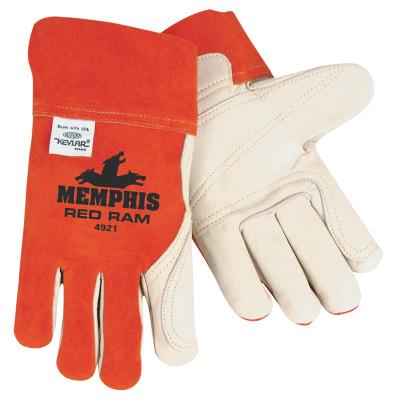 MCR Safety Cow Mig/Tig Welders Gloves, Premium Grade Cowhide Leather, Large, White/Russet, 4921