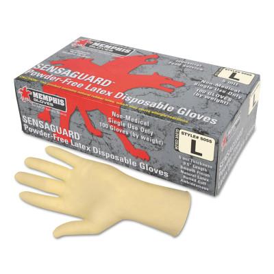 MCR Safety Disposable Latex Gloves, Powder Free, Rolled Cuff, 5 mil, Nat. White, Medium, 5055M