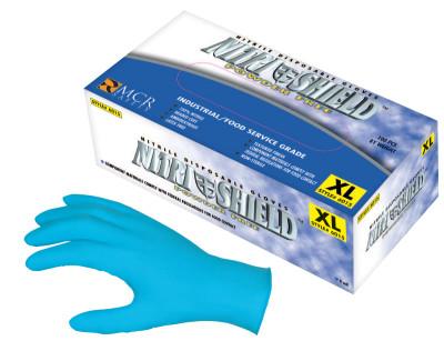 MCR Safety Nitrile Disposable Gloves, Powder Free; Textured, 4 mil, Large, Blue, 6015L