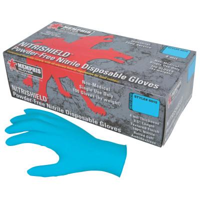 MCR Safety NitriShield Gloves, Rolled Cuff, Medium, Blue, 6015M