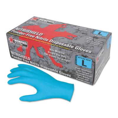 MCR Safety NitriShield Gloves, Rolled Cuff, Small, Blue, 6015S