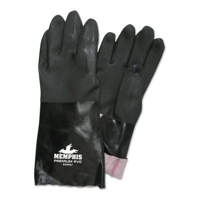 MCR Safety 14" BLACK DOUBLE-DIPPEDPVC GLOVES JERSEY LINE, 6300SJ