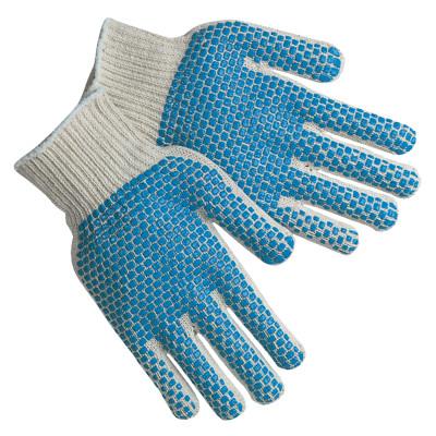 MCR Safety PVC Dot String Knit Gloves, Small, 2-Sided Blocks, Natural/Blue/Yellow, 9660SMB