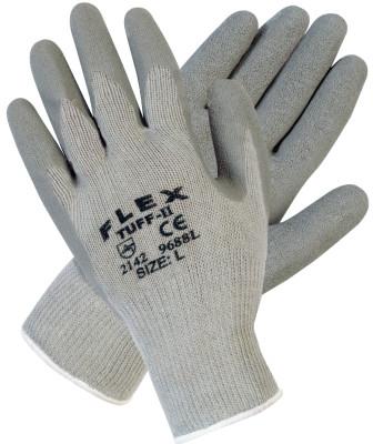 MCR Safety Flex Tuff-II Latex Coated Gloves, Large, Gray, 9688L