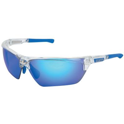 MCR Safety Dominator DM3 Safety Glasses, Blue Diamond Mirror Lens, Duramass HC/Polar, DM1328BZ