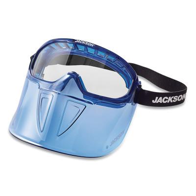 Jackson Safety GPL500 Series Premium Goggle with Detachable Face Shield, Blue Frame, AF, Clear, 21000