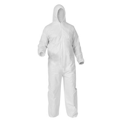 Kimberly-Clark Professional KLEENGUARD™ A35 Coveralls, White, X-Large, Attached Hood, Elastic Wrists/Ankles, 38939